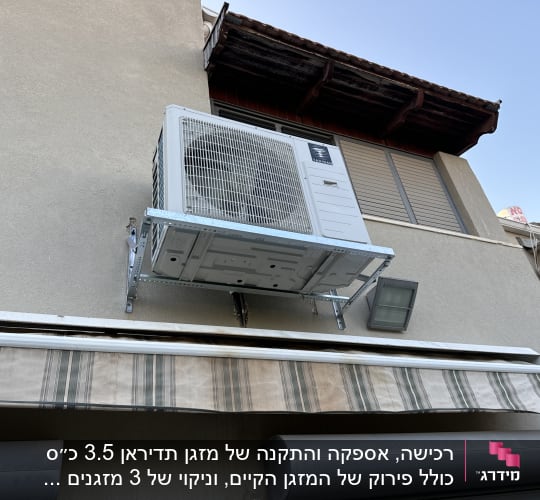 יחידת מיזוג אוויר חיצונית מותקנת על קיר